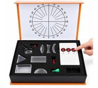 Kit esperimenti di ottica, set di lenti con prisma e specchi per scuola | Studia riflessione, rifrazione e formazione delle immagini con una sorgente luminosa a due batterie AAA