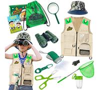 Kit Esploratore all'aperto - Set Cattura Insetti con Gilet, binocolo, Torcia elettrica, Regalo di Compleanno del Giocattolo di Avventura di Campeggio per Ragazzi e Ragazze di età 3-12 Anni