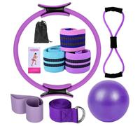 Kit essenziale per pilates da donna, 11 pezzi Better Me Kit essenziale per pilate, fasce per allenamento glutei, palla da yoga da 25 cm, figura 8, fasce di resistenza per yoga e stretching (viola)