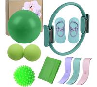 Kit essenziale per pilates da donna, set di attrezzature per pilates con anello tonificante, fasce di resistenza, palla e calzini per tonificazione, flessibilità e allenamento a casa (blu)