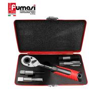 Kit estrattore e maschio per filettatura tubo G 1/2 e 3/8 a cricco reversibile