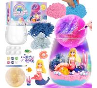 Kit fai da te a forma di terrario a forma di sirena, per ragazze, lampada notturna a LED con decorazioni luminose, giocattolo creativo per arti e scienze, regalo di compleanno per bambini dai 5 ai 12