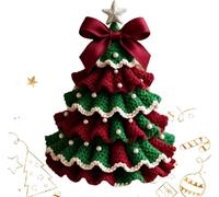 Kit fai da te all'uncinetto per albero di Natale, set di decorazioni natalizie fatte a mano, set per principianti, decorazioni per albero di Natale, fiocco e perle, decorazioni all'uncinetto per feste