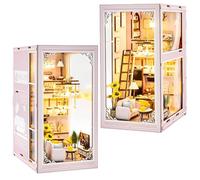 Kit fai da te Book Nook Pink Apartment - Romantico puzzle 3D in miniatura stile loft, fermalibri fatto a mano per adulti