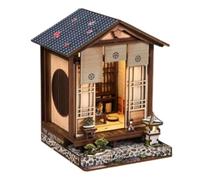 Kit fai da te casa in miniatura in cui vivere per adulti, modello in fibra di legno, design da giardino giapponese, include parti numerate e istruzioni (lingua italiana non garantita)