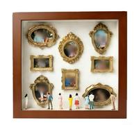 Kit fai da te con 8 cornici intercambiabili e 10 statuette scolpite a mano per presentazioni personalizzate dei ricordi (marrone)