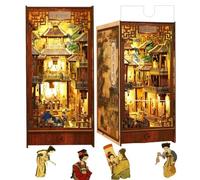 Kit fai da te con angolo libri con luce a LED, cultura tradizionale cinese, kit di modellini 3D in legno per libreria, inserto, decorazione, creatività, artigianato, regali per adulti e ragazzi, libro