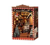 Kit fai da te con angolo libro - Casa in miniatura 3D in legno con luce LED, decorazione per libreria a tema notte innevata natalizia e decorazione per ragazzi e adulti (padiglione Wei del regno delle