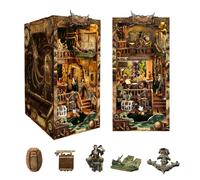 Kit fai da te con angolo libro - puzzle in miniatura 3D in legno con luce a LED, per adulti, libreria, inserto, decorazione, regalo di Halloween, Natale, compleanno per adulti, nave del Nuovo Mondo