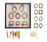 Kit fai da te con mini scatola delle ombre del museo, display di memoria personalizzabile con cornici e statuette dorate, 24 x 24 cm, regalo personalizzato per la decorazione della casa (nero)