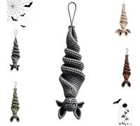 Kit fai da te for girandola a vento con pipistrello all'uncinetto, include | Divertente ornamento for pipistrello a forma di spirale, tutorial chiaro e facile da seguire, disponibile in una(grigio)