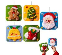 Kit fai da te for ricamo natalizio da 5 pezzi, set di cucito con cartoni animati, fili e strumenti for principianti, decorazione for la casa(5PCS-B)