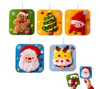 Kit fai da te for ricamo natalizio da 5 pezzi, set di cucito con cartoni animati, fili e strumenti for principianti, decorazione for la casa(5PCS-A)