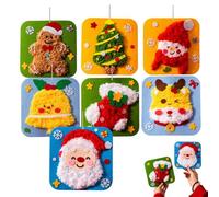 Kit fai da te for ricamo natalizio da 5 pezzi, set di cucito con cartoni animati, fili e strumenti for principianti, decorazione for la casa(7PCS)