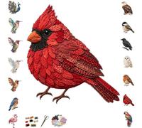 Kit fai da te for uccelli patchwork 3D, cucito a mano (include tessuto | Disegni straordinari ispirati alla natura, allevia lo stress, arti e mestieri creativi, impara giocando e(Cardinal)