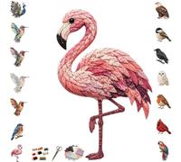Kit fai da te for uccelli patchwork 3D, cucito a mano (include tessuto | Disegni straordinari ispirati alla natura, allevia lo stress, arti e mestieri creativi, impara giocando e(Flamingo)