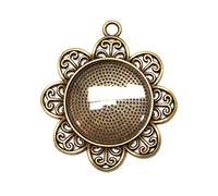 Kit Fai da Te Gioielli Bronzo - 4 Vassoio Medaglioni Metallici Rotondi 25 mm, 4 Ciondoli Vetro Trasparente Cabochon