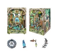 Kit fai da te in legno 3D per casa delle bambole fai da te, casa delle bambole magica, piccola casa delle bambole, libreria, casa delle bambole per adulti, con luce LED (rovine perdute)