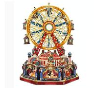 Kit fai da te in legno con ruota panoramica natalizia con luci e movimento, modello di puzzle meccanico 3D, ruota panoramica, regalo per adulti e ragazzi (367 pezzi)