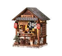 Kit fai da te in miniatura, modello di casa delle bambole in stile giapponese con luce LED, puzzle 3D in legno, fermalibri, decorazione per adulti, regalo creativo per la decorazione della casa
