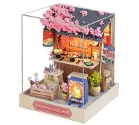 Kit fai da te in miniatura per casa delle bambole con mobili, scala 1:24, camera creativa, mini casa delle bambole in legno, antipolvere, per bambini, adolescenti, adulti (Sakura Noodle Shop)