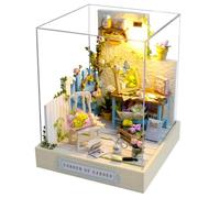 Kit fai da te in miniatura per casa delle bambole in legno, fatto a mano, casa delle bambole con LED/copertura antipolvere, giocattoli creativi in legno per adulti, amici, amanti regalo di compleanno