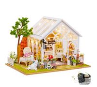 Kit fai da te in miniatura per casa delle bambole in miniatura, "Sunny Flower Room", copertura antipolvere e movimento musicale opzionale, regalo creativo per adulti e ragazzi (Sunny Flower Room B)