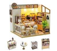 Kit fai da te in miniatura per casa delle bambole, mini negozio di tè al latte, modello puzzle casa delle bambole in legno con luce a LED, scala 1:24, casa delle bambole per adulti, regalo di