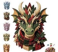 Kit fai da te patchwork drago, cinque stravaganti disegni di draghi | Include tessuto e motivi pretagliati, può essere incorniciato for essere esposto o appeso come decorazione da(Red)