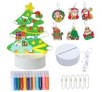 Kit fai da te per albero di Natale, decorazioni per finestre con acchiappasole illuminati con 12 penne colla colorata per bambini e adulti per attività di gruppo, aula, decorazioni per finestre