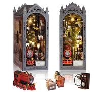 Kit fai da te per angolo del libro, kit fai da te in miniatura per casa delle bambole con luce, decorazione per libreria per il giorno di Natale, il miglior regalo per familiari, amici, stazione