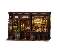 Kit Fai da Te per Angolo Lettura Puzzle in Legno in Miniatura, Casa delle Bambole 3D con Luci LED, Regalo Artigianale Unico per Adulti e Hobby, Angolo Taverna AW03-001