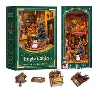 Kit fai da te per angolo libro, decorazione fai da te per casa delle bambole Booknook, libreria, puzzle in legno 3D con LED, regalo di Halloween, Natale, compleanno, decorazione per la casa per adulti