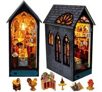 Kit fai da te per angolo libro, kit fai da te per casa delle bambole in miniatura per adulti, inserto fermalibri in legno, kit modello in scala 1:24 per adulti da costruire con luce LED