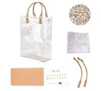 Kit Fai Da Te per Borse Trasparenti, Kit per La Creazione Di Borse Tote in Pvc Trasparente, Portafoglio in Pelle Fai Da Te Completo Con Manici in Pelle, Set Di Strumenti per Accessori Artigianali(C)