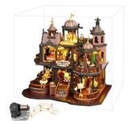 Kit fai da te per casa delle bambole con castello gotico di Edimburgo, scena medievale europea a 3 livelli, elegante torre dell'osservatorio nobile, regalo artigianale per adulti (Castello gotico di