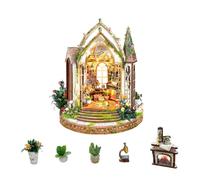 Kit fai da te per casa delle bambole in miniatura, casa delle bambole con fiori, realizzata a mano, in legno, con luce LED, regali creativi per amici e genitori