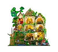 Kit fai da te per casa delle bambole Mini Jungle Cottage, stile bosco con camera da letto, cucina, bagno e stanza del pianoforte (edizione standard)