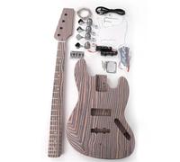 Kit Fai Da Te Per Chitarra Jazz Elettrica A 4 Corde Corpo E Manico In Zebrano Pickup SS Intarsio A Punti Sul Ponte Fisso Con Hardware Cromato