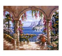 Kit fai da te per la creazione di quadri 5D con cristalli, perline e strass da incollare e punto croce, soggetti: paesaggio, mare e casa, C, 30 x 40 cm