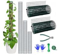Kit fai da te per muschio, palo per muschio in metallo per piante Monstera, 2 pezzi, rete in acciaio con pinza, fascette per cavi, palo per muschio di sfagno (rete metallica da 2 m con pinza)