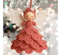 Kit Fai Da Te Per Ornamenti Angelici All'uncinetto, Kit Per Lavori All'uncinetto Con Filato Per Principianti, Decorazioni Per L'albero Di Natale, Bambole All'uncinetto Da Appendere (Rosso)