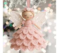 Kit Fai Da Te Per Ornamenti Angelici All'uncinetto, Kit Per Lavori All'uncinetto Con Filato Per Principianti, Decorazioni Per L'albero Di Natale, Bambole All'uncinetto Da Appendere (Rosa)