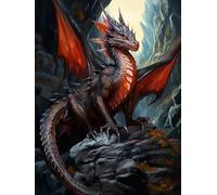Kit fai da te per pittura con diamanti 5D fai da te, Drago Sulla Roccia, Altezza, 30*40 cm con disegno diamante con cristallo ricamo punto croce arte artigianale per soggiorno decorazione da parete
