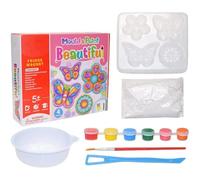 Kit Fai da Te per Pittura su Gesso, Dipingi le Tue Ceramiche, Colora Figure in Ceramica con Graffiti con Pennelli per Bambini Piccoli, Creazioni in Gesso per Bomboniere (Farfalla)