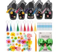 Kit fai da te per segnalibro con fiori secchi - include fiori pressati, fogli trasparenti per barattoli, nappe, pinzette, adesivi, set completo di artigianato artistico per rendere unici segnalibri