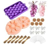 Kit fai da te Soap Making with Candle and Soap Molds, Grape Flower Design Craft Set, Complete Handmade Soaps Maker Kit with Ropes Bows Labels, Creative Craft Gift for Adults Kids Family Home Birthday