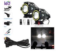 KIT FARETTI SUPPLEMENTARI MOTO U7 LED HALO RING + KIT CABLAGGIO INTERUTTORE 300W