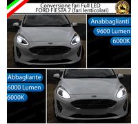 KIT FARI FULL LED FORD FIESTA 7 FARO LENTICOLARE ANABBAGLIANTI ABBAGLIANTI 6000K