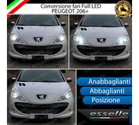KIT FARI FULL LED PER PEUGEOT 206+ 206 + CONVERSIONE COMPLETA LED 6000K BIANCO